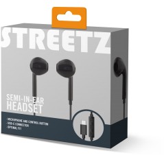 In-ear - Streetz semi-in-ear hörlurar & headset med USB-C