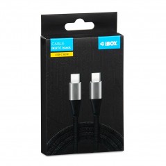 USB-C cable - iBox 2 meter USB-C till USB-C laddkabel och synkkabel upp till 60W, svart