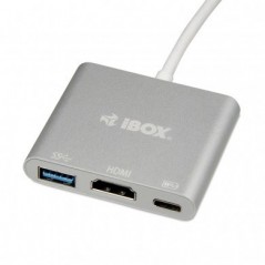 Screen Cables & Screen Adapters - iBox USB-C till HDMI/USB 3.2 gen 1/USB-C-adapter 4K UHD