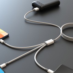 Laddningskabel 3-i-1 med USB-C, Lightning och microUSB