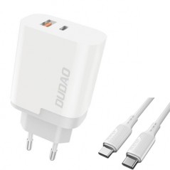 Dudao snabbladdande USB-C och USB-A strömadapter inkl 1m USB-C-kabel