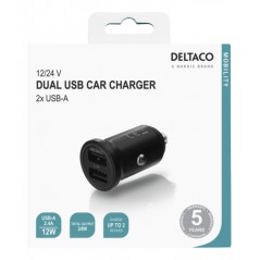 Chargers and Cables - 12/24 V USB-billaddare med dubbla USB-A portar, 24 W svart