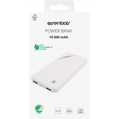 Portable Batteries - Essentials Hållbar powerbank 10 000 mAh, USB-A, Vit