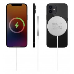 Wireless Phone Charger - Deltaco trådlös QI-laddare med magnet för iPhone (15W snabbladdning)