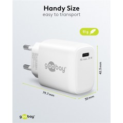 Chargers and Cables - Strömadapter GaN  med USB-C PD (Power Delivery) 25W, snabbladdning