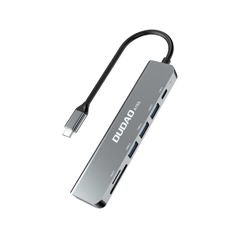 USB-C hubb - Dudao USB-C-hubb 6-i-1 Multiport till USB-C/3xUSB 3.0/SD-kort-adapter