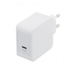 Deltaco 18W USB-C Snabbladdare, svart/vit