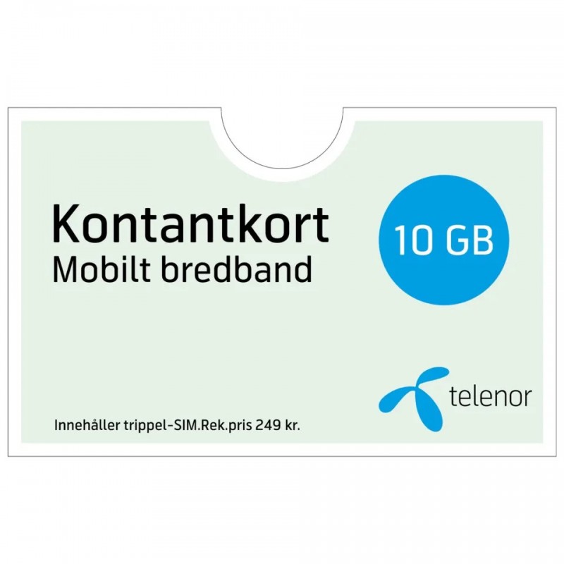 Prepaid cards - Telenor kontantkort för 5G/4G mobilt bredband i 1 månad (10 GB)