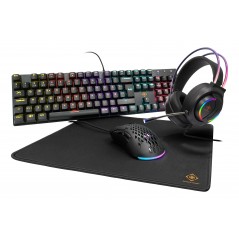 Deltaco RGB 4-i-1 gamingset med mekaniskt tangentbord, headset, mus & musmatta