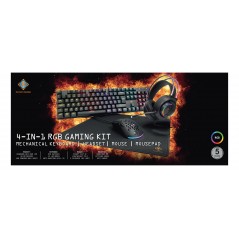 Package Gaming Keyboard & Mouse - Deltaco RGB 4-i-1 gamingset med mekaniskt tangentbord, headset, mus & musmatta