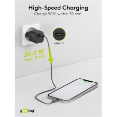 Chargers and Cables - Snabbladdande kompakt GaN strömadapter med USB-C PD (Power Delivery) 20W