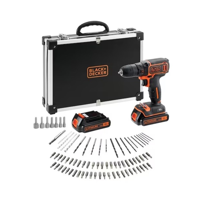 Drilling Machine & Screw driver - Black & Decker borrmaskin/skruvdragare med 2 batterier och ca 75 tillbehör