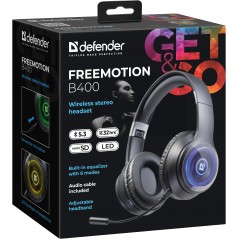 Trådlöst gamingheadset till PC - Defender FreeMotion B400 trådlöst Bluetooth-gamingheadset med LED-belysning