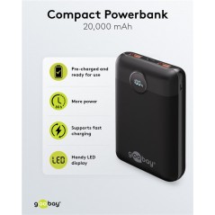 Portable Batteries - Goobay powerbank 20 000 mAh med 2x USB-A och 1x USB-C med stöd för PD 20W