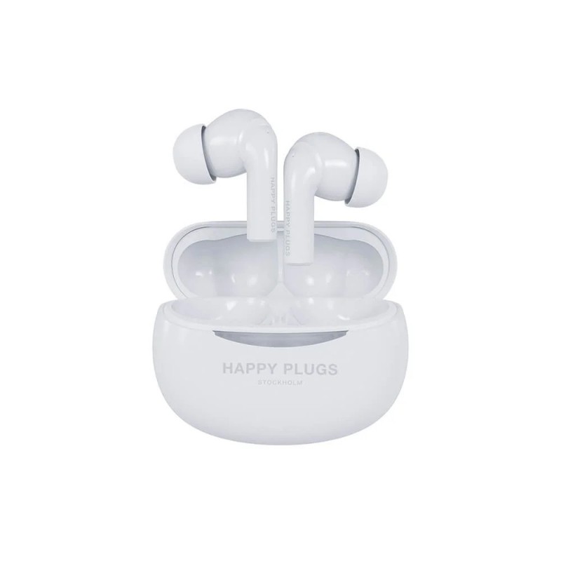 Noise Cancelling Earphones - Happy Plugs Joy Pro in-ear bluetooth-hörlurar med aktiv brusreducering vit/svart