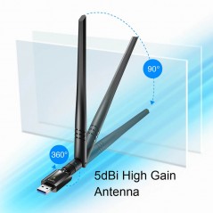 Trådlöst WiFi USB-nätverkskort med Dual Band 2.4GHz/5GHz 1300Mbps