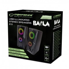 Esperanza EGS103 datorhögtalare med belysning och 3.5 mm + USB-ström