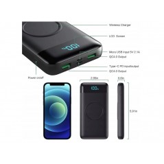 Portable Batteries - Fochew powerbank 26 800 mAh med trådlös Qi-laddning och 25W PD