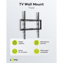 Wall brackets for speakers and TVs - Goobay väggfäste VESA för TV 32-55" upp till 35kg