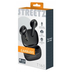 In-ear - Streetz T160 True Wireless in-ear headset och hörlurar svart/vit