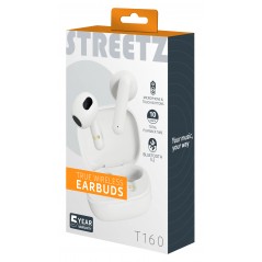 In-ear - Streetz T160 True Wireless in-ear headset och hörlurar svart/vit