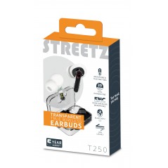 Bluetooth Earphones - Streetz T250 True Wireless in-ear headset vit/transparent