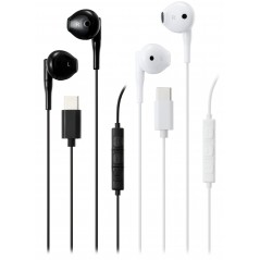 Streetz C210 semi-in-ear hörlurar & headset med USB-C (svart/vit)