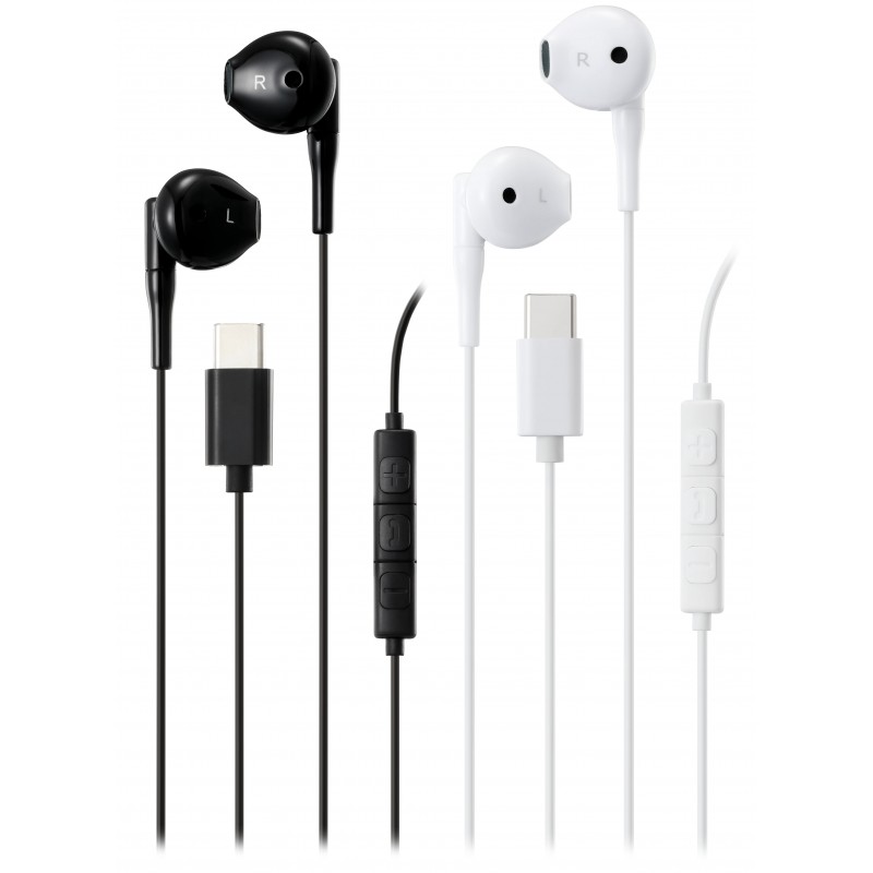 In-ear - Streetz C210 semi-in-ear hörlurar & headset med USB-C (svart/vit)