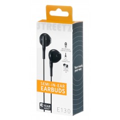 In-ear - Streetz E130 semi-in-ear hörlurar & headset med 3.5 mm kontakt (svart/vit)