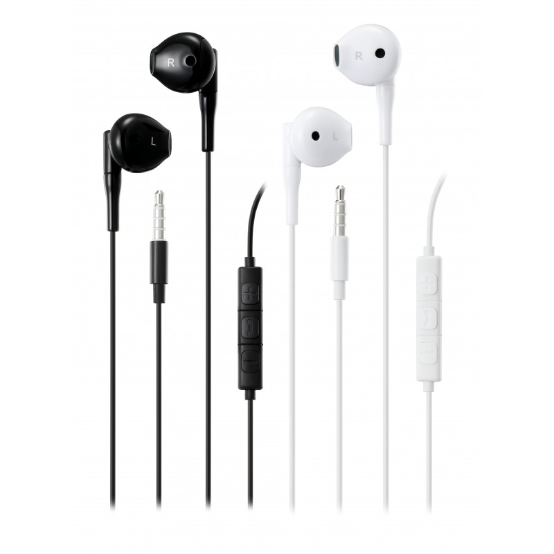 In-ear - Streetz E130 semi-in-ear hörlurar & headset med 3.5 mm kontakt (svart/vit)