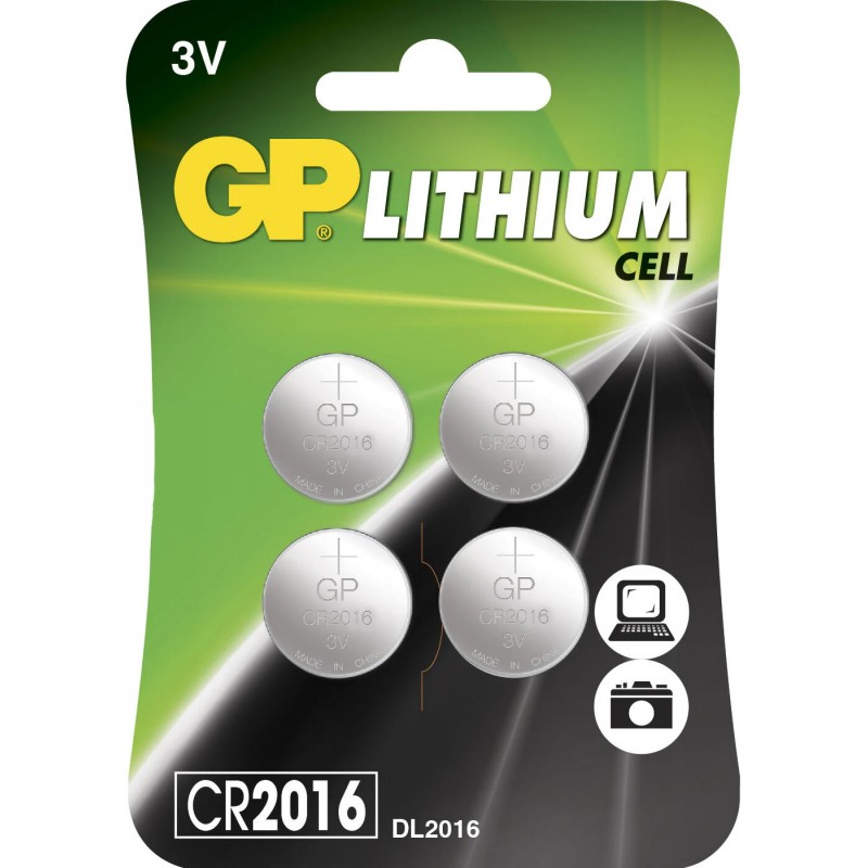 Battery & Battery testers - GP CR2016 litiumbatteri 4-pack knappcellsbatterier