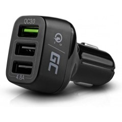 GreenCell billaddare med 3x USB-A kontakt, 42W QC 3.0