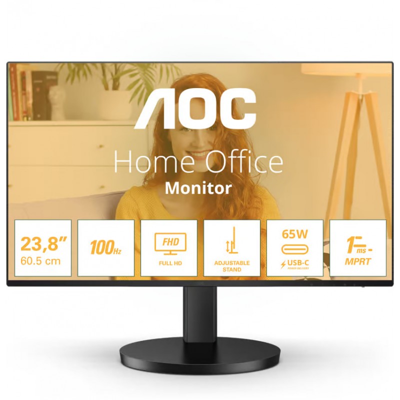 Computer monitor 25" or larger - AOC 27B3CF2 27" Full HD LED-skärm med IPS-panel och USB-C PD65W