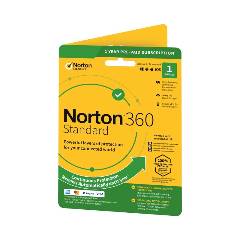 Antivirus - Norton 360 Standard 10GB Antivirus med VPN för 1 enhet i 1 år