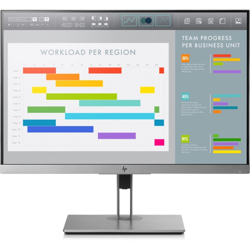 Used computer monitors - HP EliteDisplay E243i 24" Full HD+ IPS-skärm (beg med spricka fot)