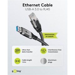 Network cable - Goobay USB 3.0 till Ethernet LAN-kabel som tar bort behovet av ett nätverkskort