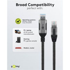 Network cable - Goobay USB 3.0 till Ethernet LAN-kabel som tar bort behovet av ett nätverkskort