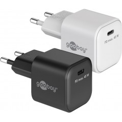 Snabbladdande kompakt GaN strömadapter med USB-C PD 45W svart/vit