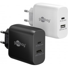 Snabbladdande kompakt GaN strömadapter med USB-A och USB-C PD 45W s...