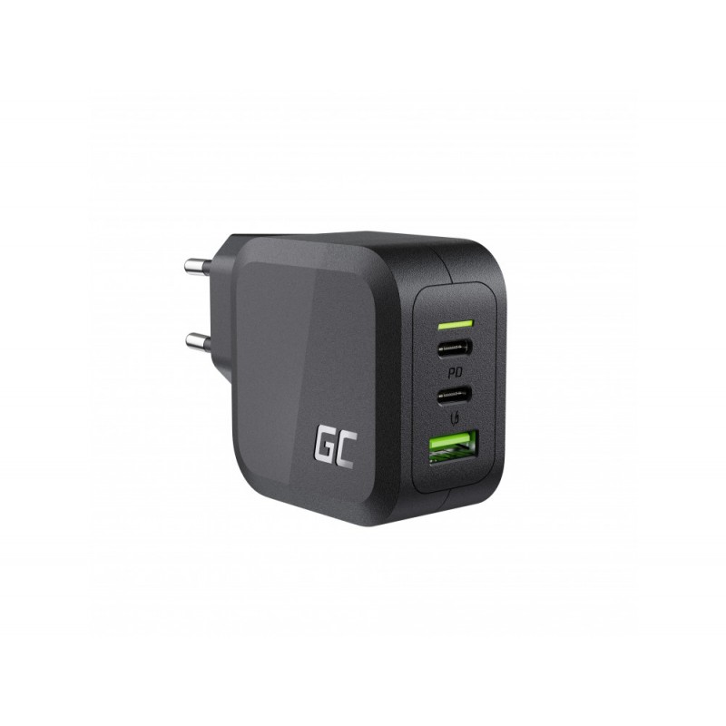 Phone Wall charger - GreenCell AC-adapter väggladdare GaN 65W med 2 USB-C och 1 USB