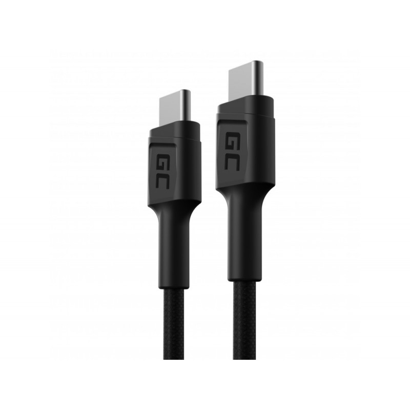 USB-C cable - GreenCell  USB-C till USB-C laddkabel och synkkabel upp till 60W QC3.0