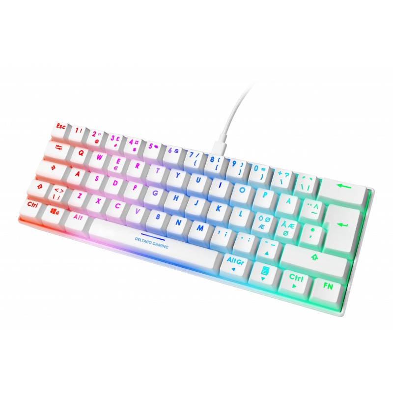 Backlit Gaming Keyboards - Deltaco GAM-075-W superkompakt 60% gamingtangentbord med RGB-belysning