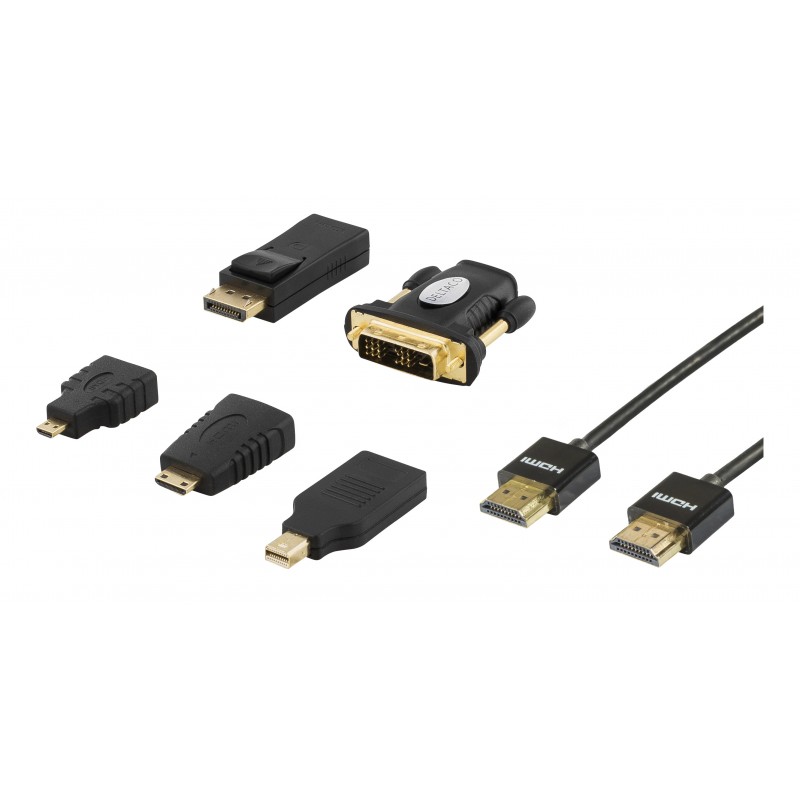 Screen Cables & Screen Adapters - Set med flera olika adaptrar till HDMI inkl HDMI-kabel (DP/mDP/DVI/mHDMI)