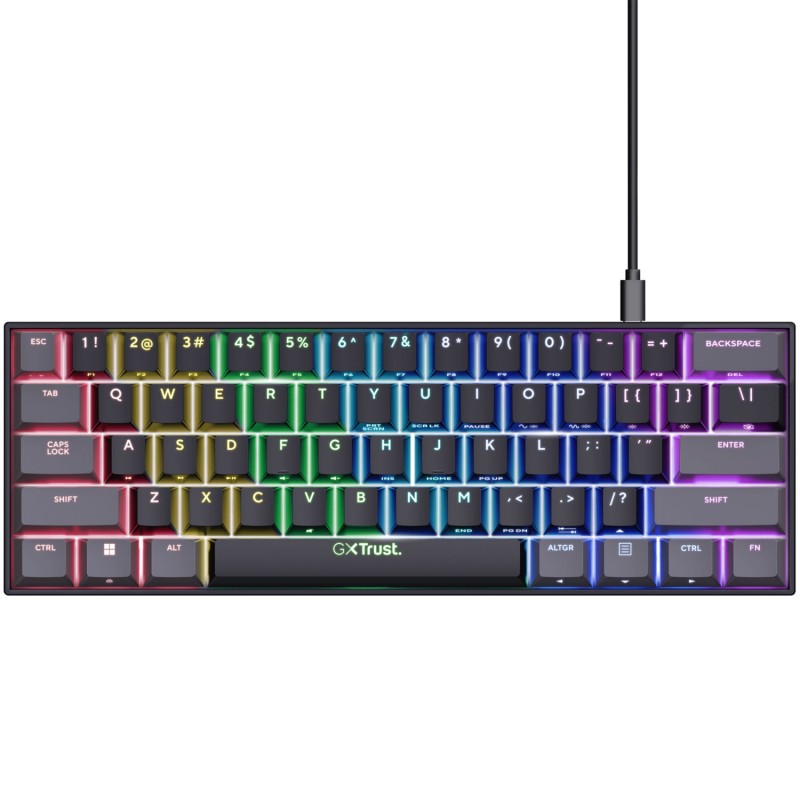 Backlit Gaming Keyboards - Trust Acira superkompakt 60% mekaniskt gamingtangentbord med RGB-belysning