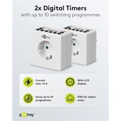 2 pcs Kompakt digital timer för eluttag