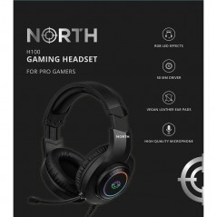 USB-gamingheadset till PC - North H100 gamingheadset med USB-anslutning och LED-belysning