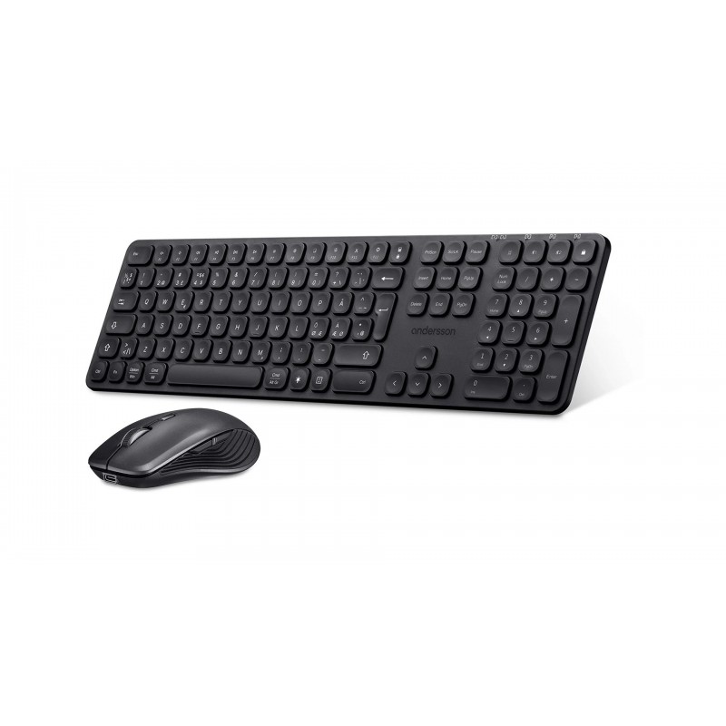 Keyboard & Computer Mouse - Andersson trådlöst tangentbord och mus Bluetooth (svart)
