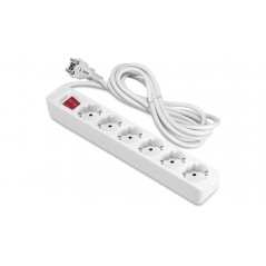 ON grenuttag jordat med 6 uttag och 3m kabel