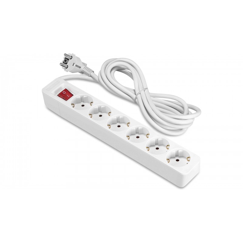 Junction box - ON grenuttag jordat med 6 uttag och 3m kabel