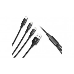 Chargers and Cables - Andersson laddningskabel 3-i-1 USB till USB-C, Lightning och microUSB